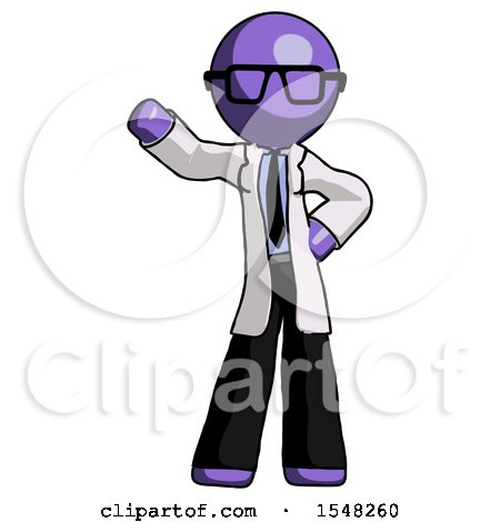 Purple Doctor Scientist Man Waving Right Arm with Hand on Hip by Leo Blanchette