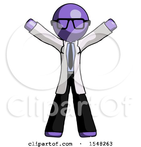 Purple Doctor Scientist Man Surprise Pose, Arms and Legs out by Leo Blanchette