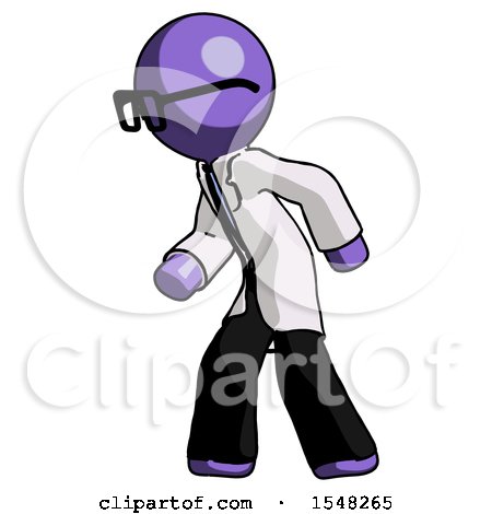 Purple Doctor Scientist Man Suspense Action Pose Facing Left by Leo Blanchette