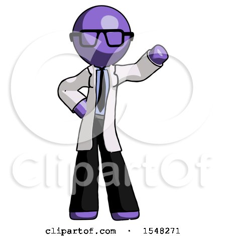 Purple Doctor Scientist Man Waving Left Arm with Hand on Hip by Leo Blanchette