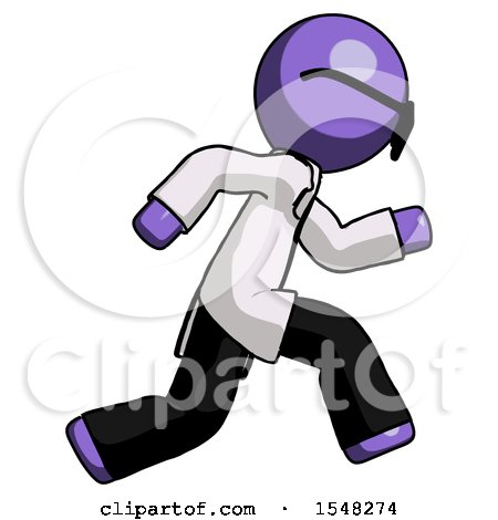 Purple Doctor Scientist Man Running Fast Right by Leo Blanchette