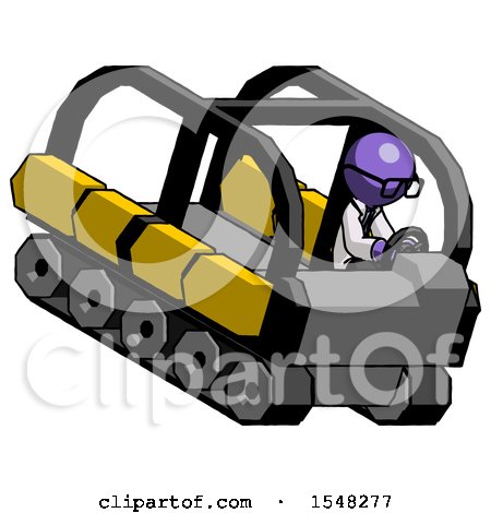 Purple Doctor Scientist Man Driving Amphibious Tracked Vehicle Top Angle View by Leo Blanchette