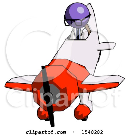 Purple Doctor Scientist Man in Geebee Stunt Plane Descending Front Angle View by Leo Blanchette