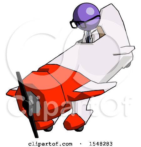 Purple Doctor Scientist Man in Geebee Stunt Plane Descending View by Leo Blanchette