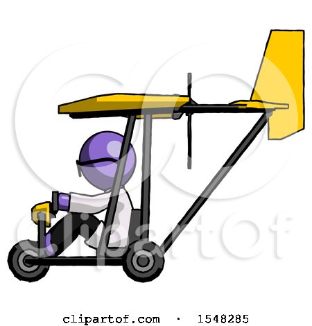 Purple Doctor Scientist Man in Ultralight Aircraft Side View by Leo Blanchette