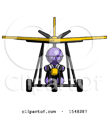 Purple Doctor Scientist Man in Ultralight Aircraft Front View by Leo Blanchette