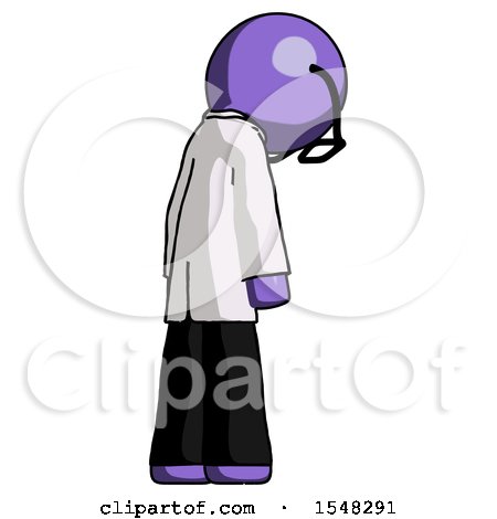 Purple Doctor Scientist Man Depressed with Head Down, Back to Viewer, Right by Leo Blanchette