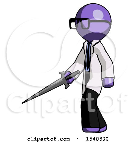 Purple Doctor Scientist Man with Sword Walking Confidently by Leo Blanchette