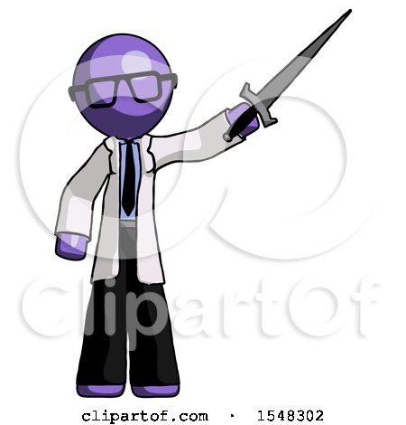 Purple Doctor Scientist Man Holding Sword in the Air Victoriously by Leo Blanchette