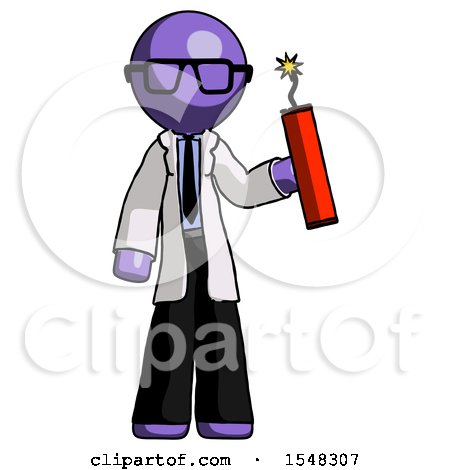 Purple Doctor Scientist Man Holding Dynamite with Fuse Lit by Leo Blanchette