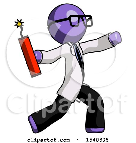 Purple Doctor Scientist Man Throwing Dynamite by Leo Blanchette