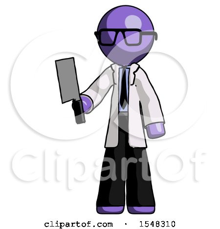 Purple Doctor Scientist Man Holding Meat Cleaver by Leo Blanchette