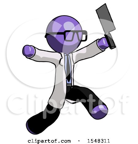Purple Doctor Scientist Man Psycho Running with Meat Cleaver by Leo Blanchette