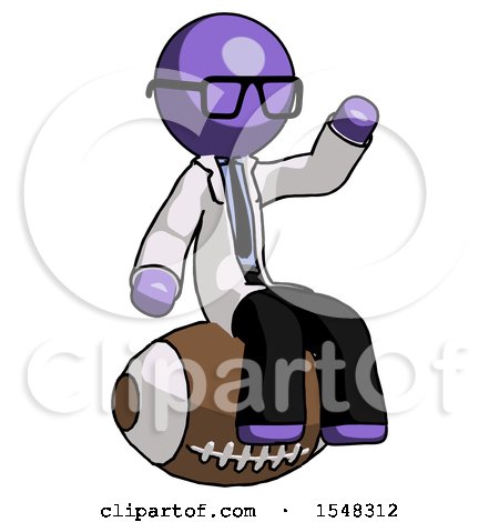 Purple Doctor Scientist Man Sitting on Giant Football by Leo Blanchette