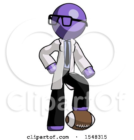 Purple Doctor Scientist Man Standing with Foot on Football by Leo Blanchette
