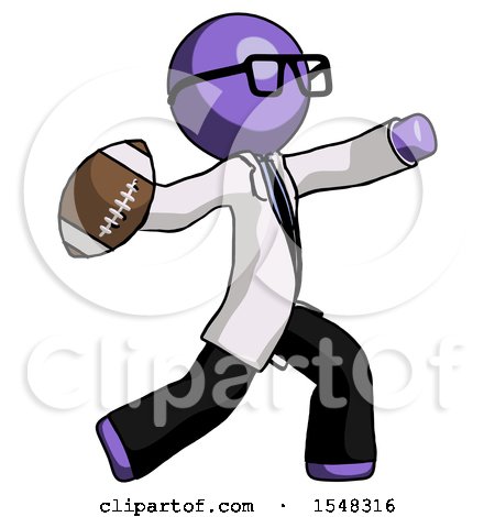 Purple Doctor Scientist Man Throwing Football by Leo Blanchette