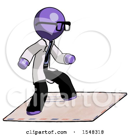 Purple Doctor Scientist Man on Postage Envelope Surfing by Leo Blanchette