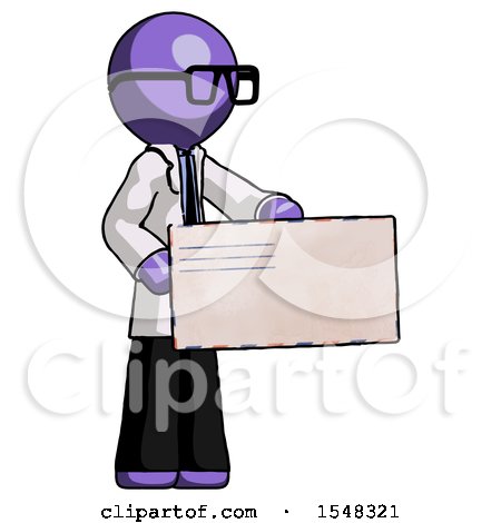Purple Doctor Scientist Man Presenting Large Envelope by Leo Blanchette