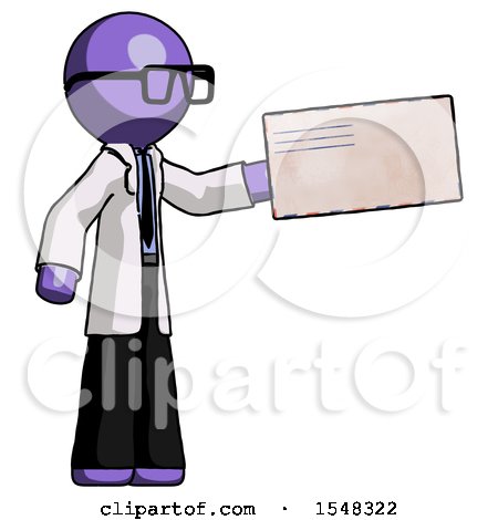 Purple Doctor Scientist Man Holding Large Envelope by Leo Blanchette