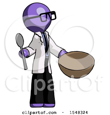 Purple Doctor Scientist Man with Empty Bowl and Spoon Ready to Make Something by Leo Blanchette