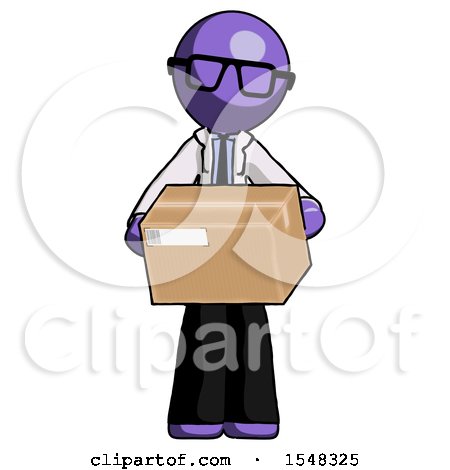 Purple Doctor Scientist Man Holding Box Sent or Arriving in Mail by Leo Blanchette