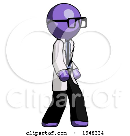Purple Doctor Scientist Man Walking Turned Right Front View by Leo Blanchette