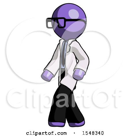 Purple Doctor Scientist Man Man Walking Turned Left Front View by Leo Blanchette