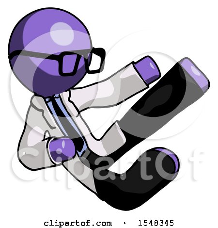 Purple Doctor Scientist Man Flying Ninja Kick Right by Leo Blanchette