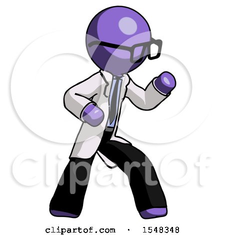 Purple Doctor Scientist Man Martial Arts Defense Pose Right by Leo Blanchette