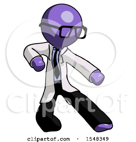 Purple Doctor Scientist Man Karate Defense Pose Right by Leo Blanchette