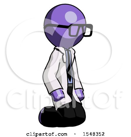 Purple Doctor Scientist Man Kneeling Angle View Right by Leo Blanchette