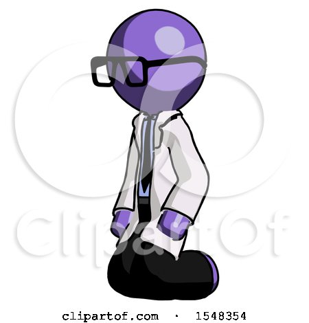 Purple Doctor Scientist Man Kneeling Angle View Left by Leo Blanchette