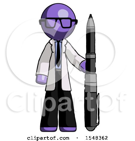 Purple Doctor Scientist Man Holding Large Pen by Leo Blanchette