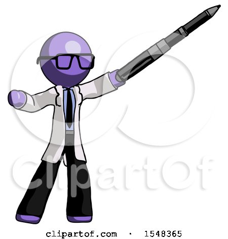 Purple Doctor Scientist Man Demonstrating That Indeed the Pen Is Mightier by Leo Blanchette