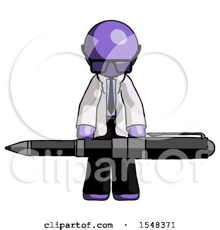 Purple Doctor Scientist Man Weightlifting a Giant Pen by Leo Blanchette