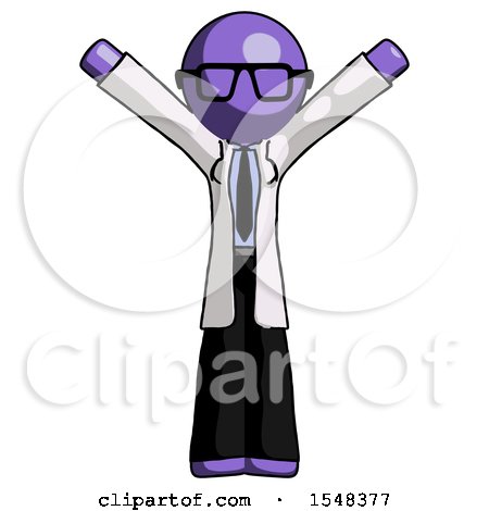 Purple Doctor Scientist Man with Arms out Joyfully by Leo Blanchette