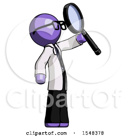 Purple Doctor Scientist Man Inspecting with Large Magnifying Glass Facing up by Leo Blanchette
