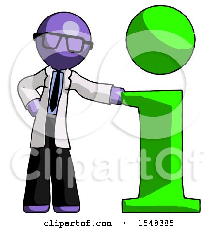 Purple Doctor Scientist Man with Info Symbol Leaning up Against It by Leo Blanchette