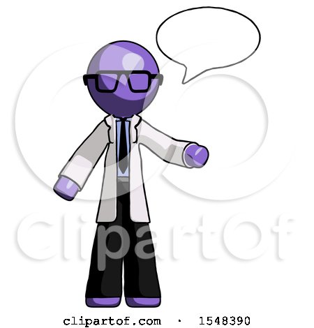 Purple Doctor Scientist Man with Word Bubble Talking Chat Icon by Leo Blanchette