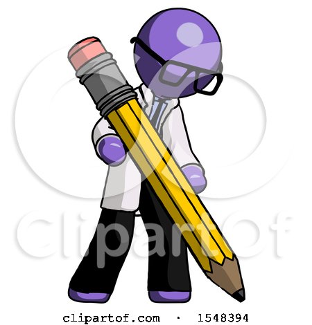 Purple Doctor Scientist Man Writing with Large Pencil by Leo Blanchette