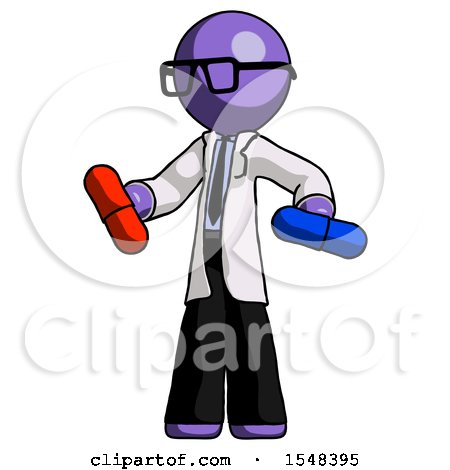 Purple Doctor Scientist Man Red Pill or Blue Pill Concept by Leo Blanchette