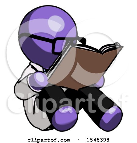 Purple Doctor Scientist Man Reading Book While Sitting down by Leo Blanchette