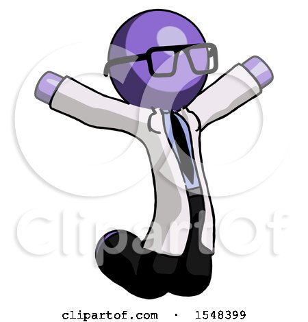 Purple Doctor Scientist Man Jumping or Kneeling with Gladness by Leo Blanchette