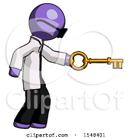 Purple Doctor Scientist Man with Big Key of Gold Opening Something by Leo Blanchette