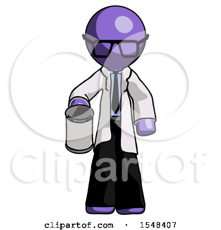 Purple Doctor Scientist Man Begger Holding Can Begging or Asking for Charity by Leo Blanchette