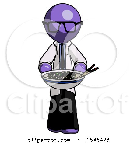 Purple Doctor Scientist Man Serving or Presenting Noodles by Leo Blanchette