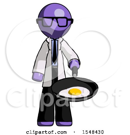 Purple Doctor Scientist Man Frying Egg in Pan or Wok by Leo Blanchette