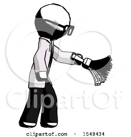 Ink Doctor Scientist Man Dusting with Feather Duster Downwards by Leo Blanchette