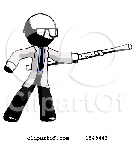 Ink Doctor Scientist Man Bo Staff Pointing Right Kung Fu Pose by Leo Blanchette
