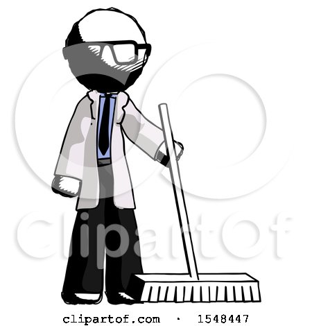 Ink Doctor Scientist Man Standing with Industrial Broom by Leo Blanchette